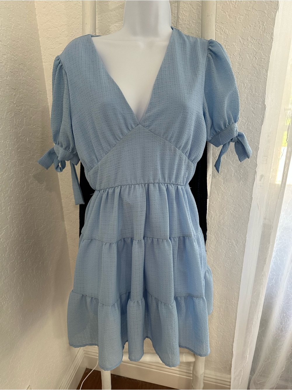 Altar'd State Light Blue Tiered V-Neck Dress Sz small